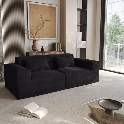 Divano componibile moderno imbottito 82, divano in velluto a coste con rivestimento in tessuto mobile e 2 cuscini