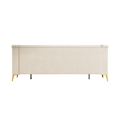 Divano moderno in velluto a 3 posti da 82'' con design capitonné e gambe in metallo dorato