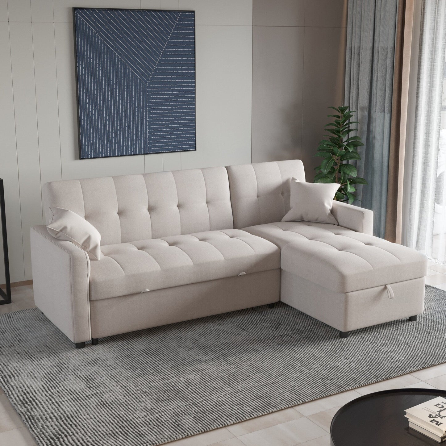Divano letto reversibile e chaise longue da 82'' di larghezza