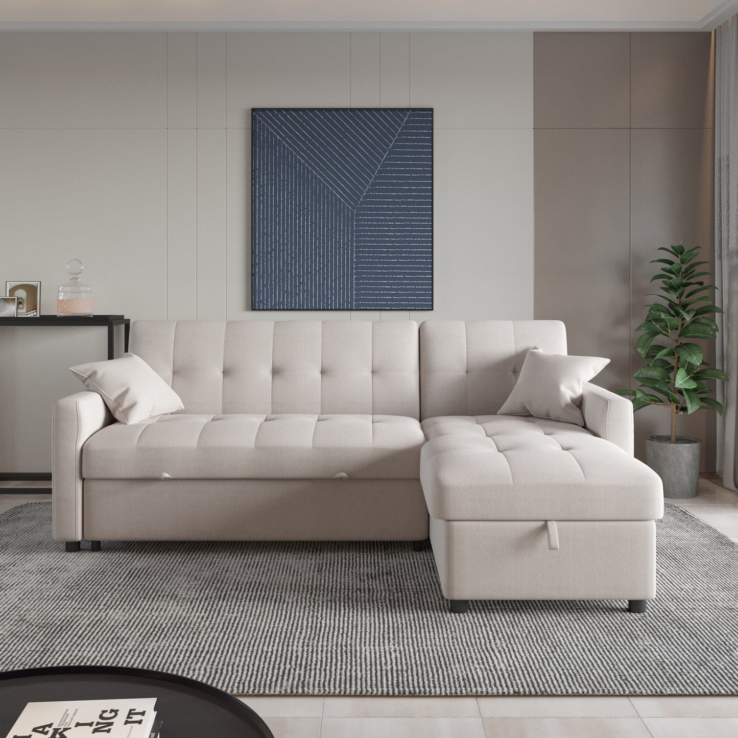 Divano letto reversibile e chaise longue da 82'' di larghezza