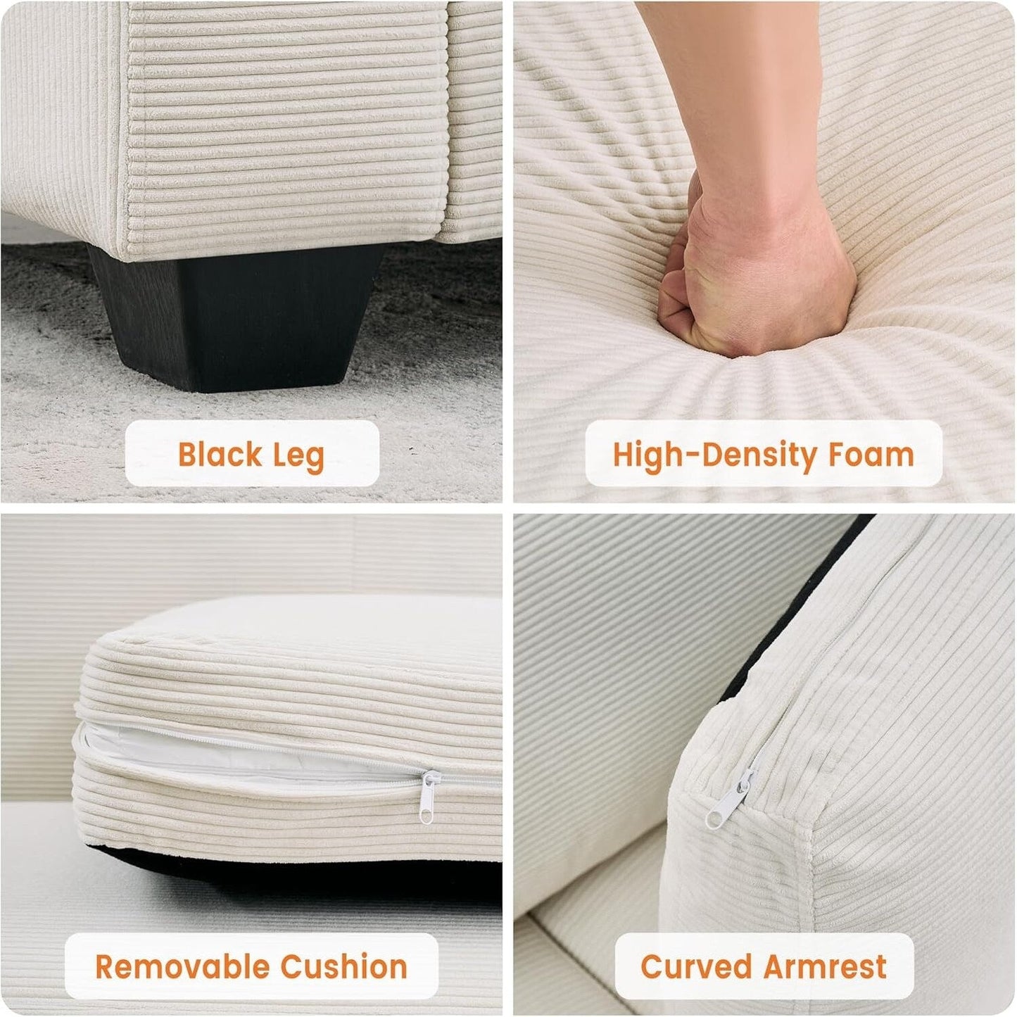 Divano moderno a 3 posti da 83 pollici con sedute profonde, comodo divano a nuvola per il soggiorno