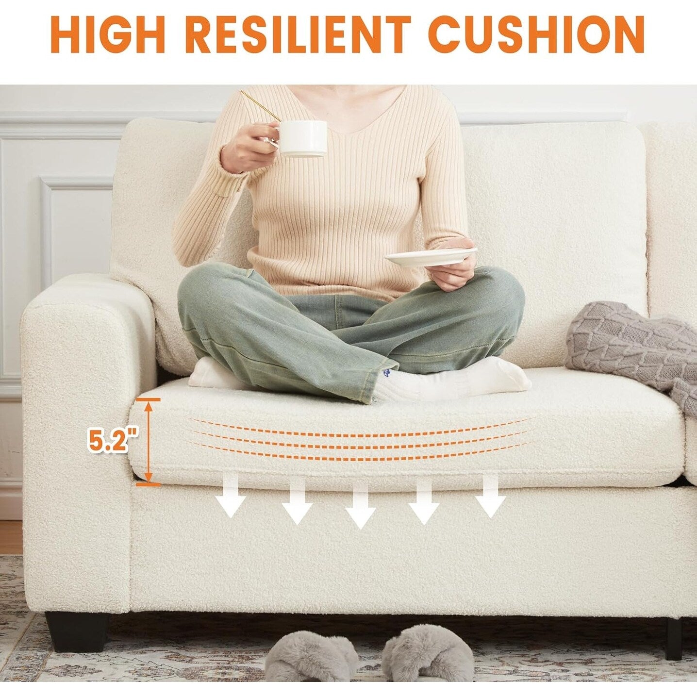 Divano moderno a 3 posti da 83 pollici con sedute profonde, comodo divano a nuvola per il soggiorno