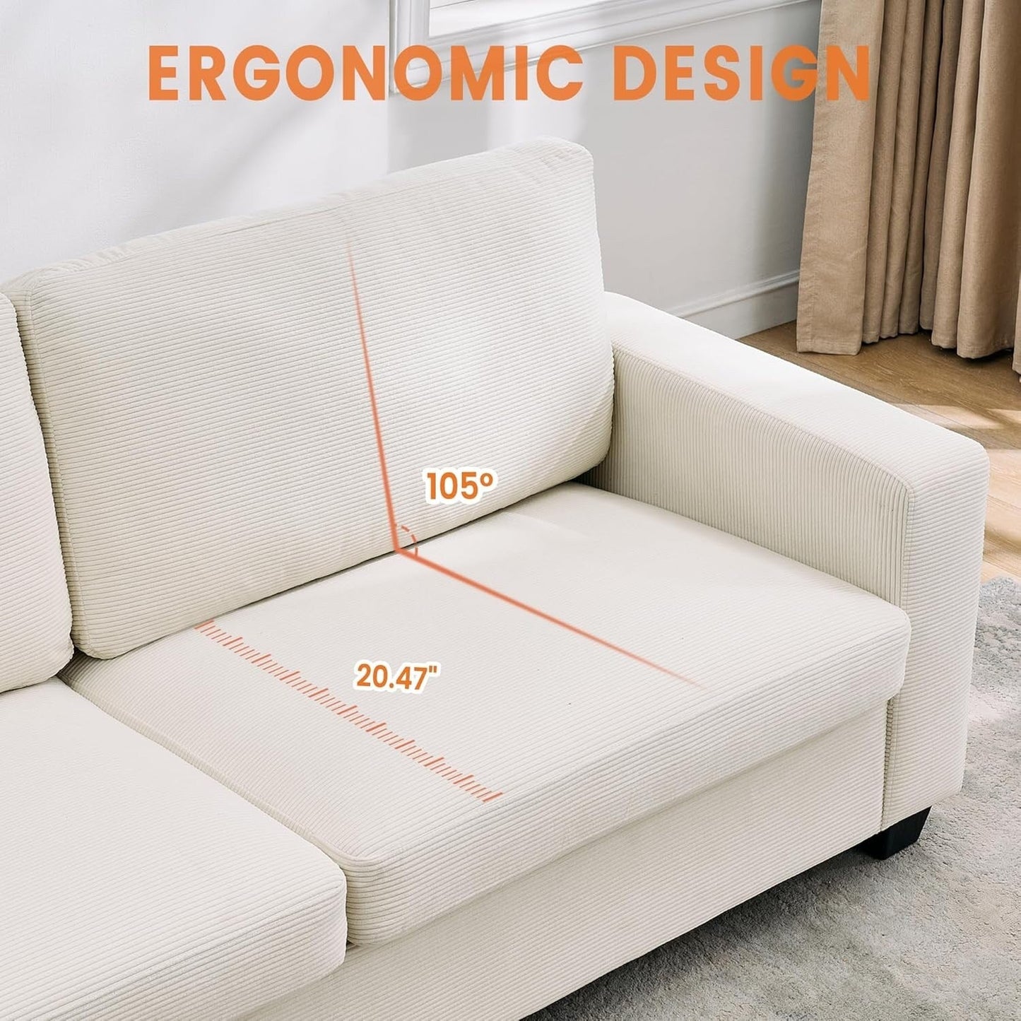 Divano moderno a 3 posti da 83 pollici con sedute profonde, comodo divano a nuvola per il soggiorno