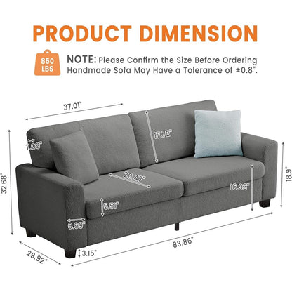 Divano moderno a 3 posti da 83 pollici con sedute profonde, comodo divano a nuvola per il soggiorno