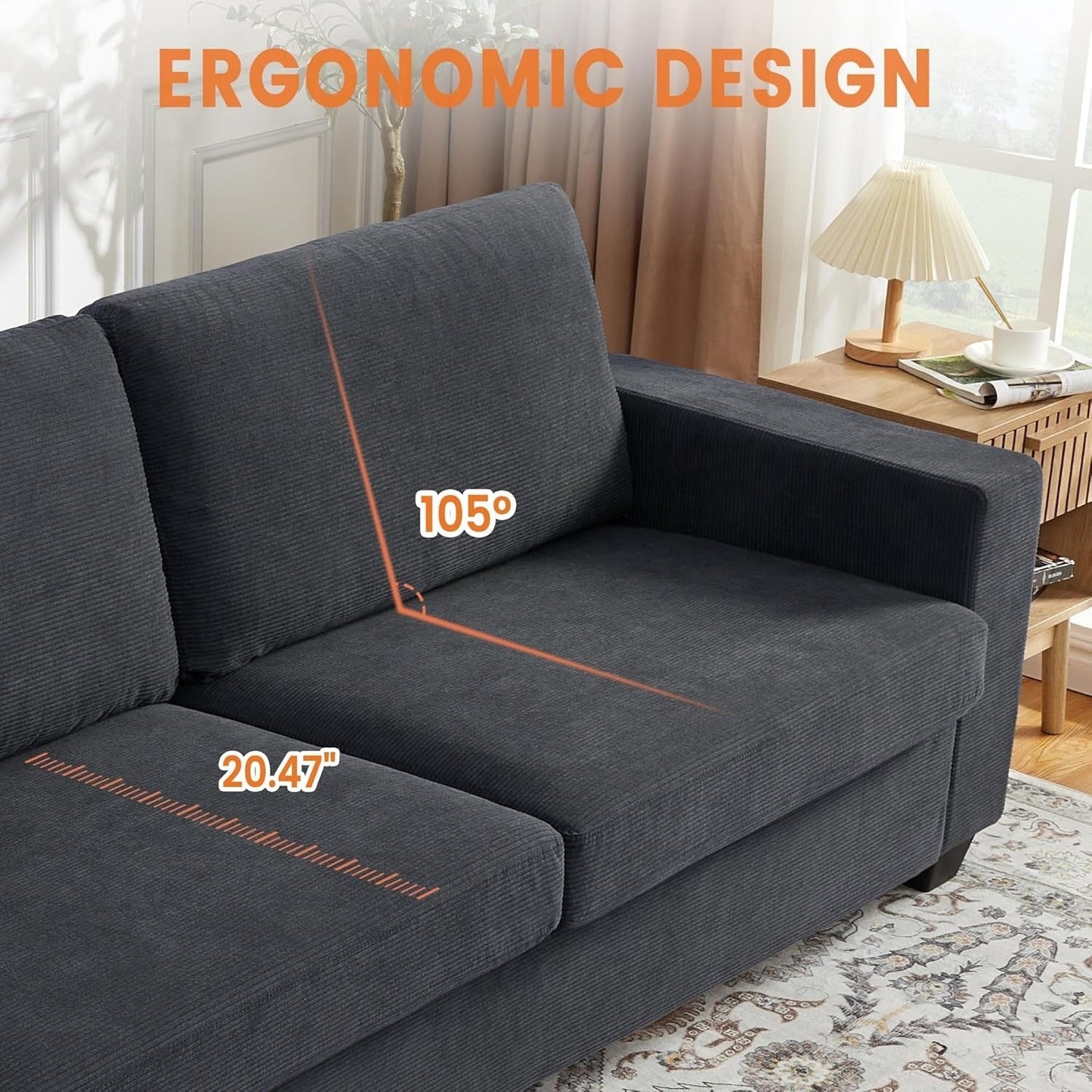 Divano moderno a 3 posti da 83 pollici con sedute profonde, comodo divano a nuvola per il soggiorno