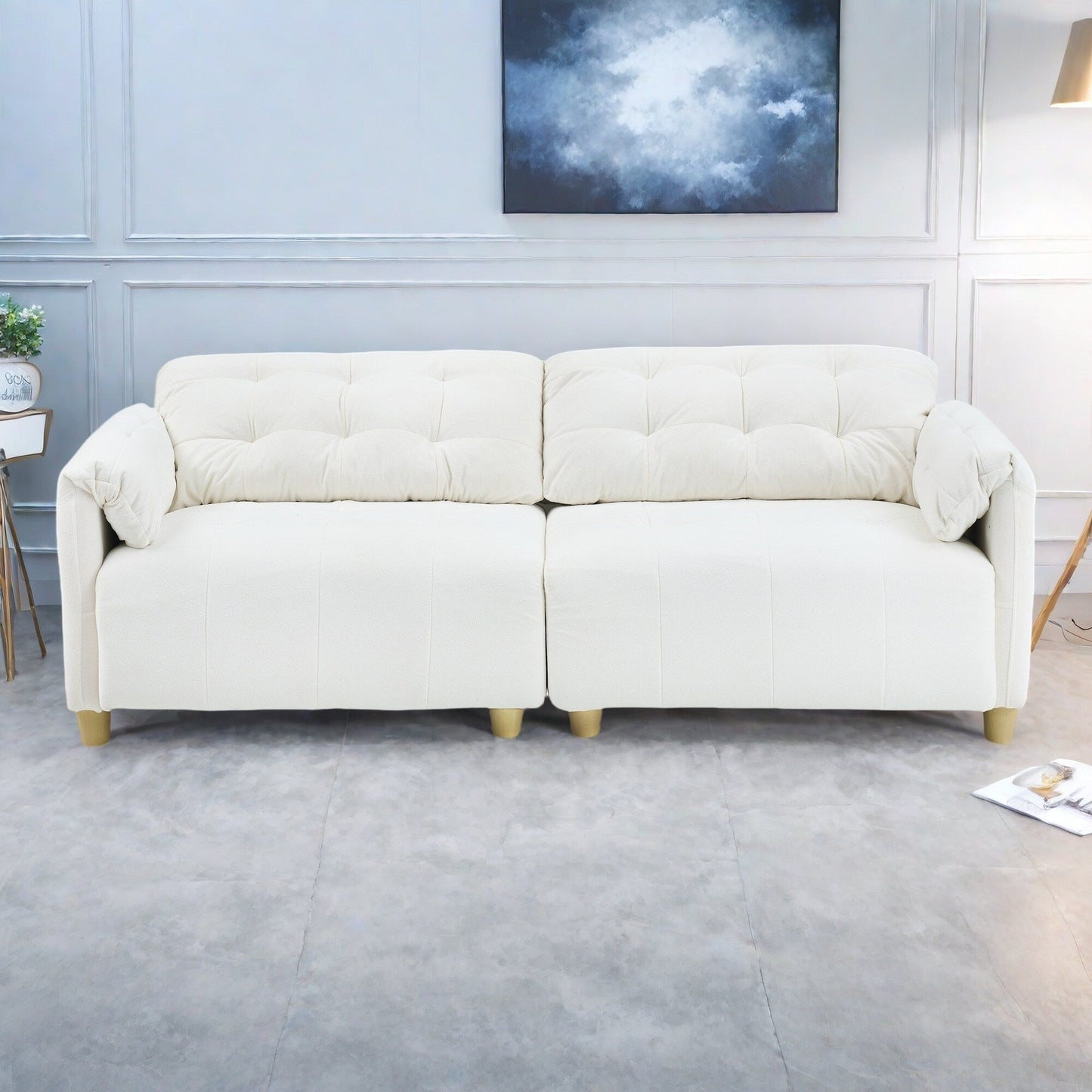 Divano 83.1 Flanella a 3 posti con schiuma ad alta densità, struttura in legno massello, facile da montare