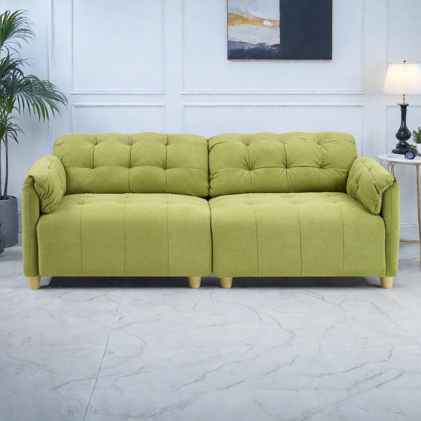 Divano 83.1 Flanella a 3 posti con schiuma ad alta densità, struttura in legno massello, facile da montare