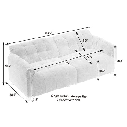 Divano 83.1 Flanella a 3 posti con schiuma ad alta densità, struttura in legno massello, facile da montare