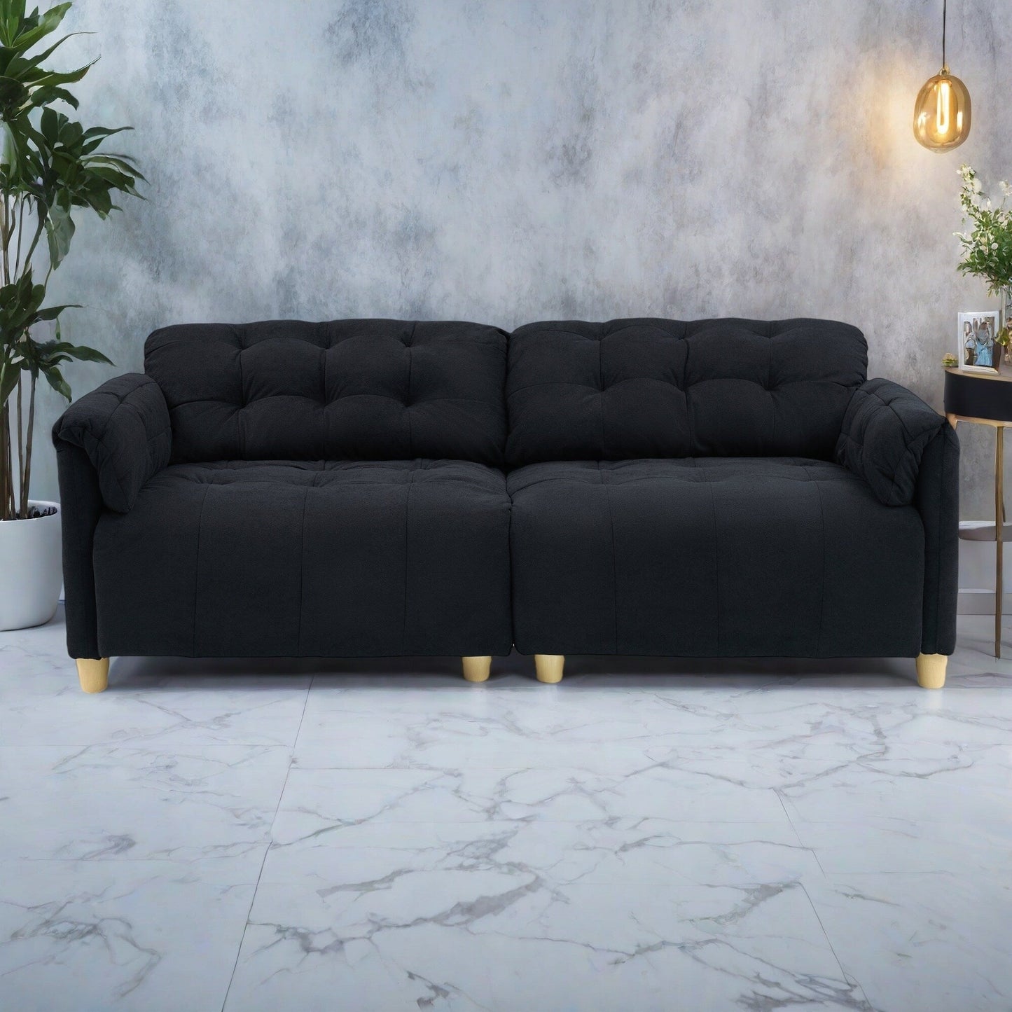 Divano 83.1 Flanella a 3 posti con schiuma ad alta densità, struttura in legno massello, facile da montare