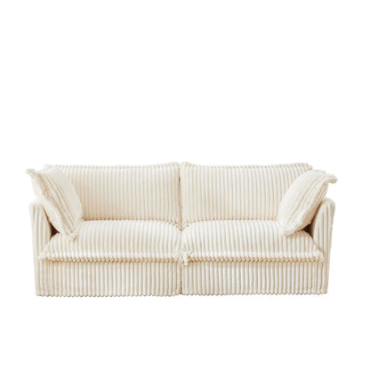 Divano multiplo morbido a 2 posti in velluto a coste da 83,4 pollici con grandi cuscini per soggiorno