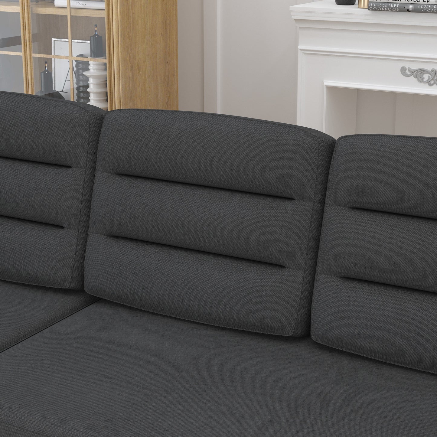 Divano letto trasformabile in poliestere da 83,5'' a 3 posti con letto estraibile, poltrona reclinabile con contenitore, portabicchieri e tasche laterali