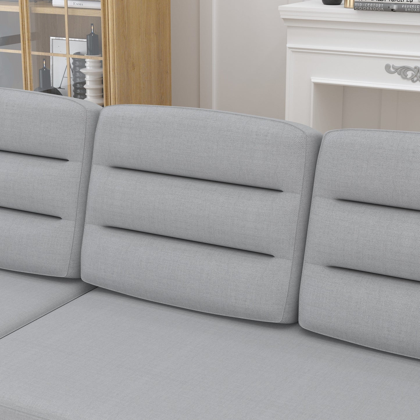 Divano letto trasformabile in poliestere da 83,5'' a 3 posti con letto estraibile, poltrona reclinabile con contenitore, portabicchieri e tasche laterali