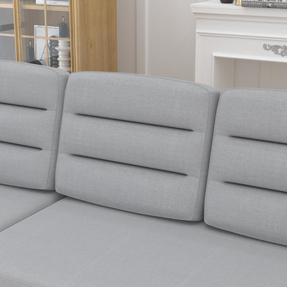 Divano letto trasformabile in poliestere da 83,5'' a 3 posti con letto estraibile, poltrona reclinabile con contenitore, portabicchieri e tasche laterali