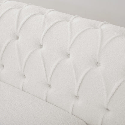 Divano a 3 posti con braccioli quadrati in pelle PU da 83,66 pollici, cuscini rimovibili, supporto a molle insacchettate e finiture borchiate