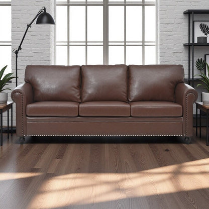 Divano a 3 posti con braccioli in tessuto 83.86, seduta a molle insacchettate, schienale in schiuma PP e struttura in legno massello