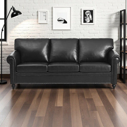 Divano a 3 posti con braccioli in tessuto 83.86, seduta a molle insacchettate, schienale in schiuma PP e struttura in legno massello