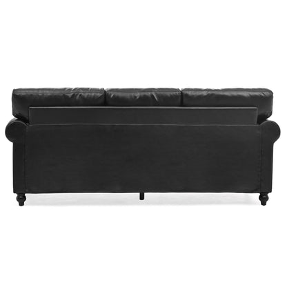 Divano a 3 posti con braccioli in tessuto 83.86, seduta a molle insacchettate, schienale in schiuma PP e struttura in legno massello