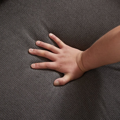 Divano letto trasformabile 2 in 1 in poliestere a 3 posti con borchie e materasso pieghevole per soggiorno