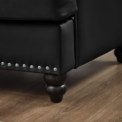 Divano in pelle classica 83 - Divano a 3 posti in vera pelle di mucca con finiture a borchie, rivestimento in similpelle resistente