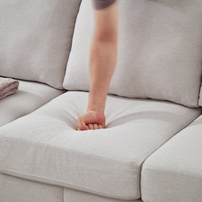 Divano capitonné classico 83 - Divano in tessuto a 3 posti con finiture a borchie, rivestimento in poliestere e struttura in legno massello per soggiorno