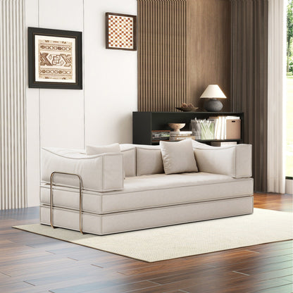 Divano letto imbottito convertibile in velluto a coste, divano futon pieghevole con 2 cuscini