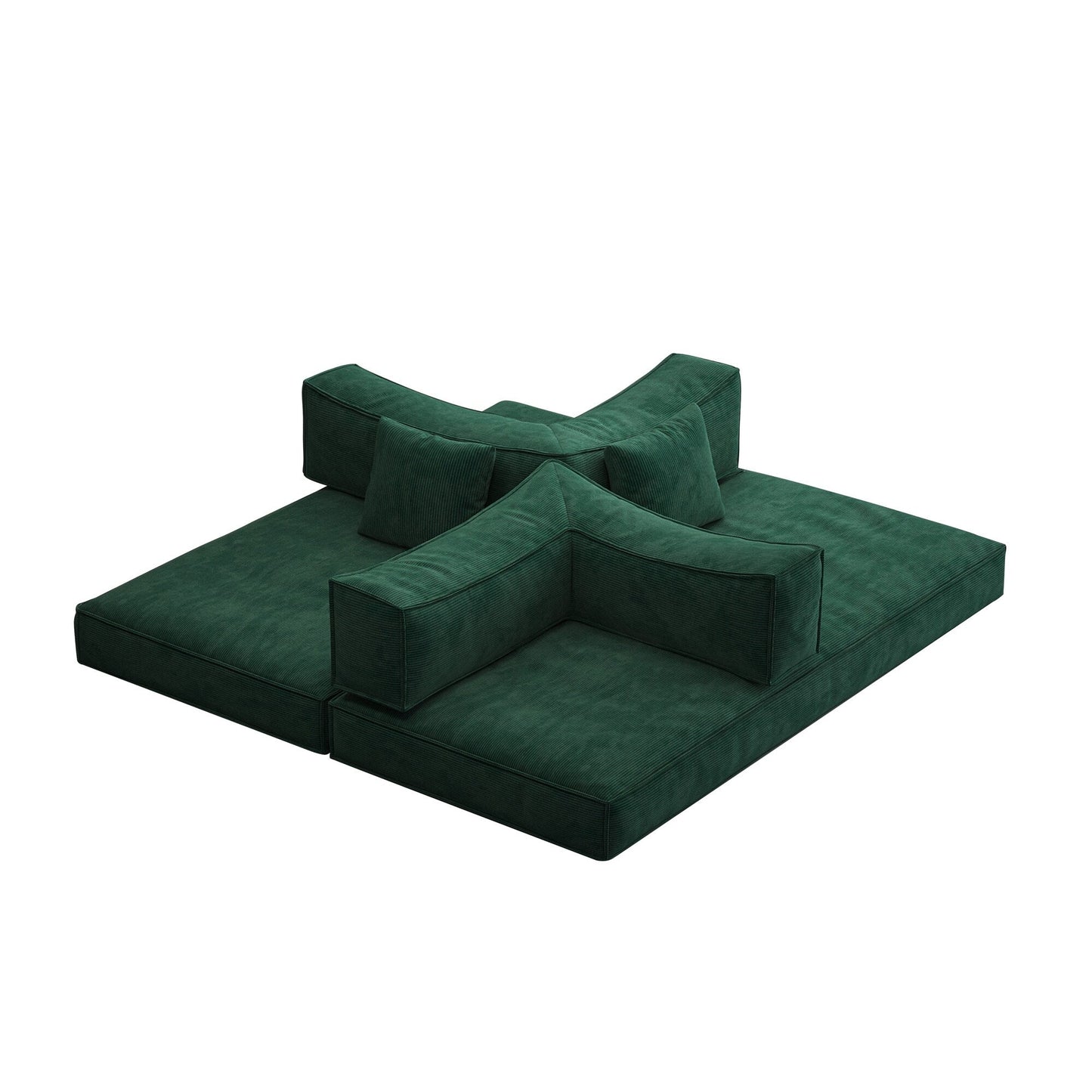 Divano letto imbottito convertibile in velluto a coste, divano futon pieghevole con 2 cuscini