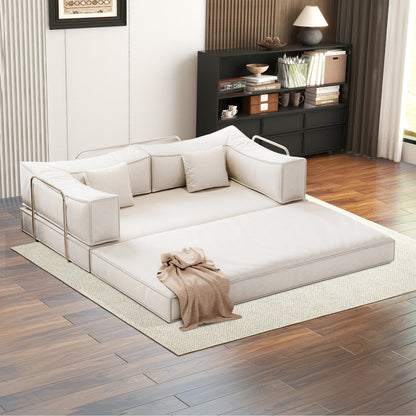 Divano letto imbottito convertibile in velluto a coste, divano futon pieghevole con 2 cuscini