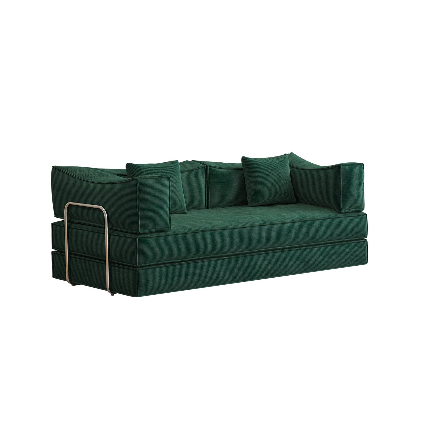 Divano letto imbottito convertibile in velluto a coste, divano futon pieghevole con 2 cuscini