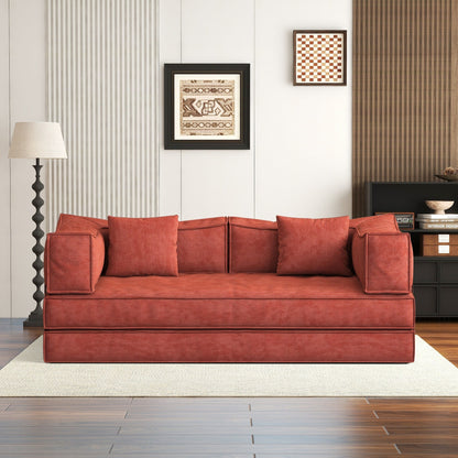 Divano letto imbottito convertibile in velluto a coste, divano futon pieghevole con 2 cuscini