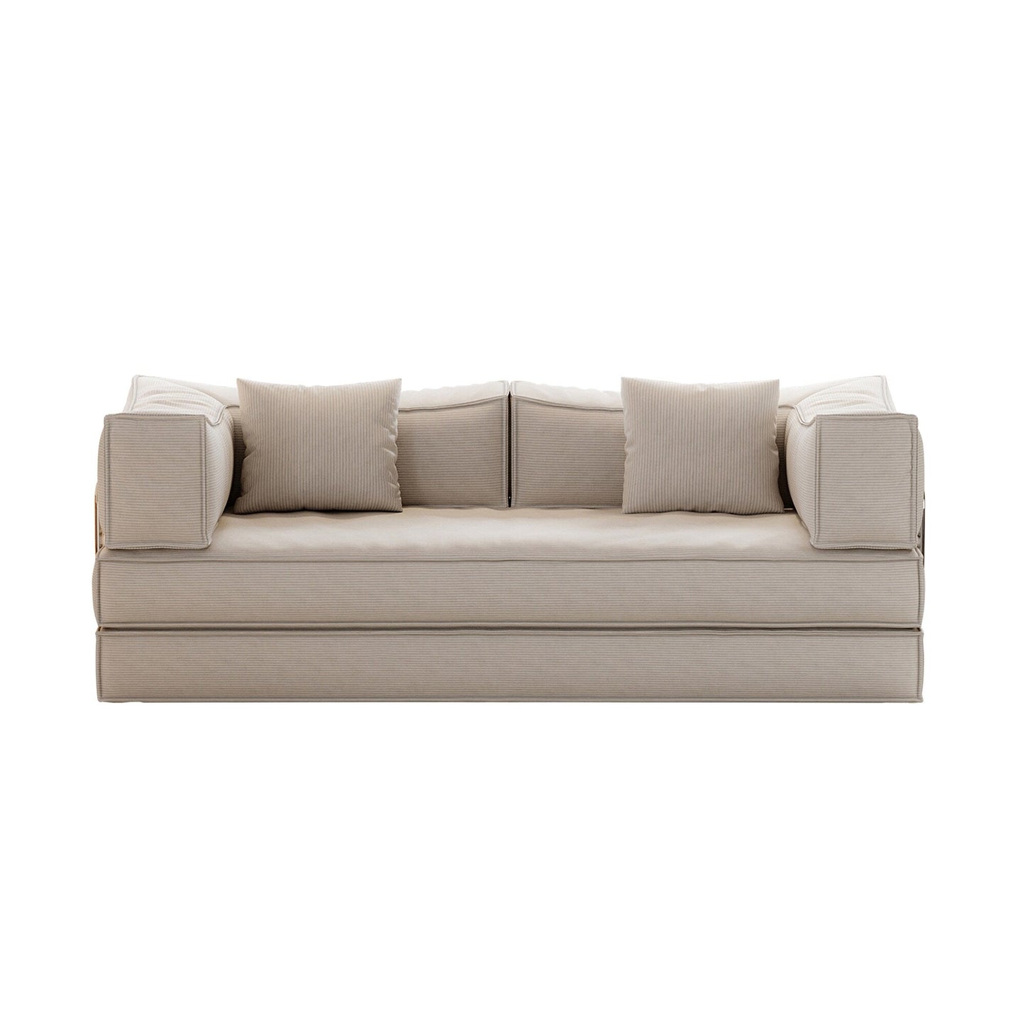 Divano letto imbottito convertibile in velluto a coste, divano futon pieghevole con 2 cuscini