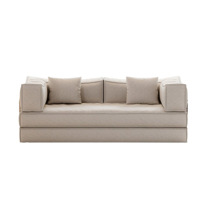 Divano letto imbottito convertibile in velluto a coste, divano futon pieghevole con 2 cuscini