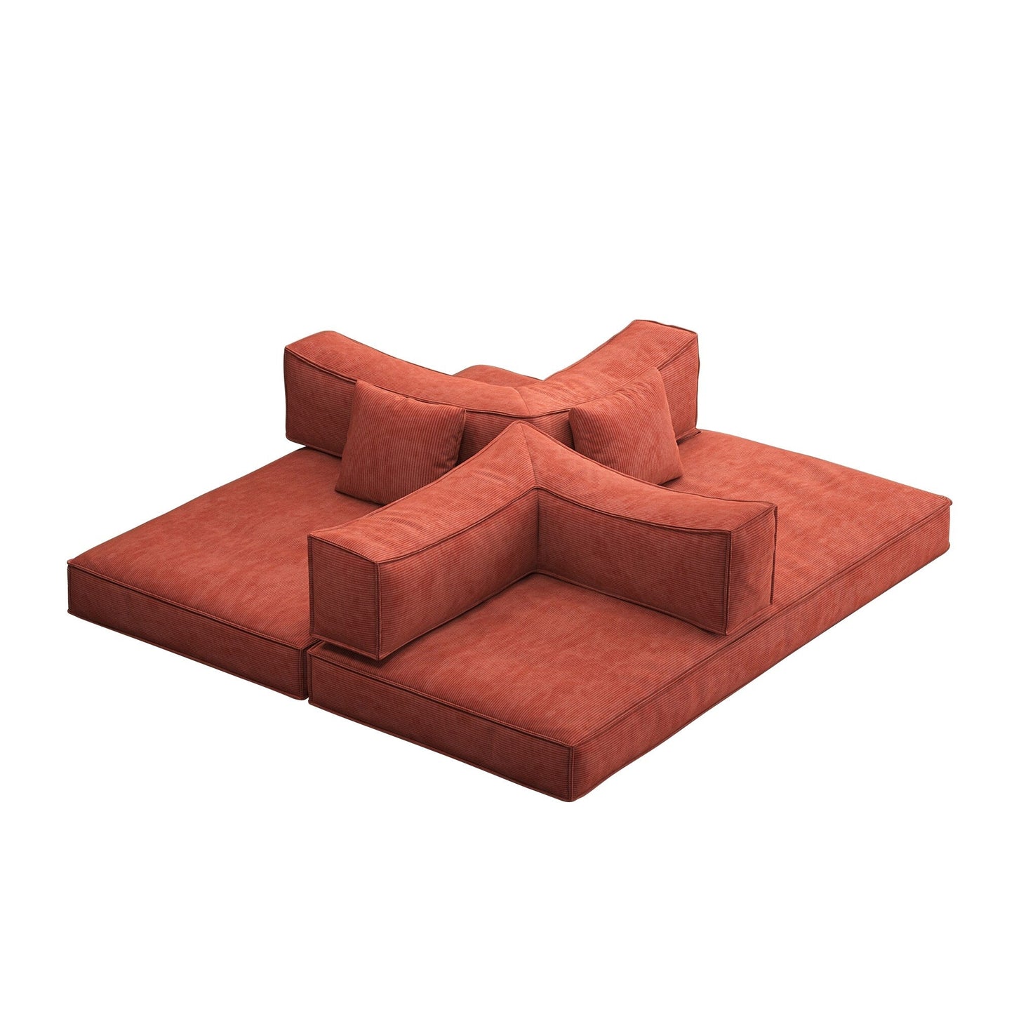 Divano letto imbottito convertibile in velluto a coste, divano futon pieghevole con 2 cuscini