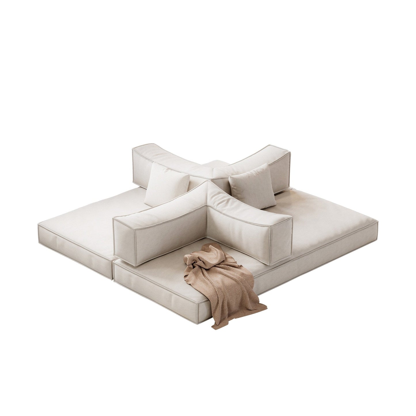 Divano letto imbottito convertibile in velluto a coste, divano futon pieghevole con 2 cuscini