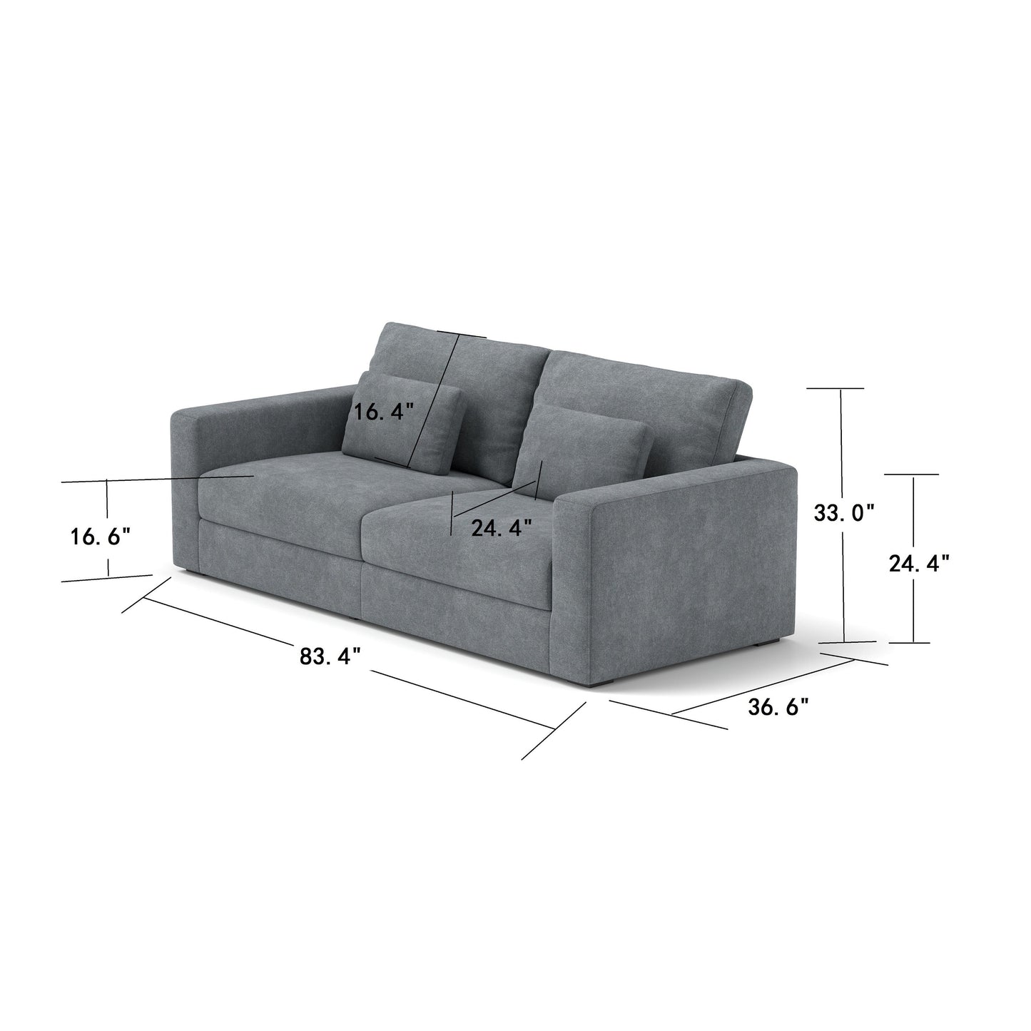 Divano a 3 posti 83Fabric - Comfort morbido con doppia imbottitura per soggiorni moderni