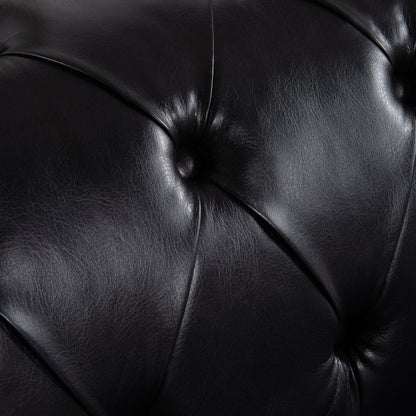 Divano tradizionale a 3 posti con braccioli quadrati in PU da 84,06 pollici, cuscini rimovibili, seduta a molle insacchettate e base a slitta in ferro