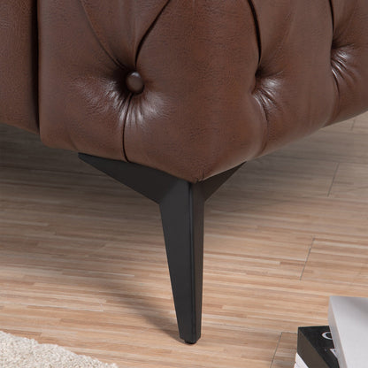 Divano tradizionale a 3 posti con braccioli quadrati in PU da 84,06 pollici, cuscini rimovibili, seduta a molle insacchettate e base a slitta in ferro