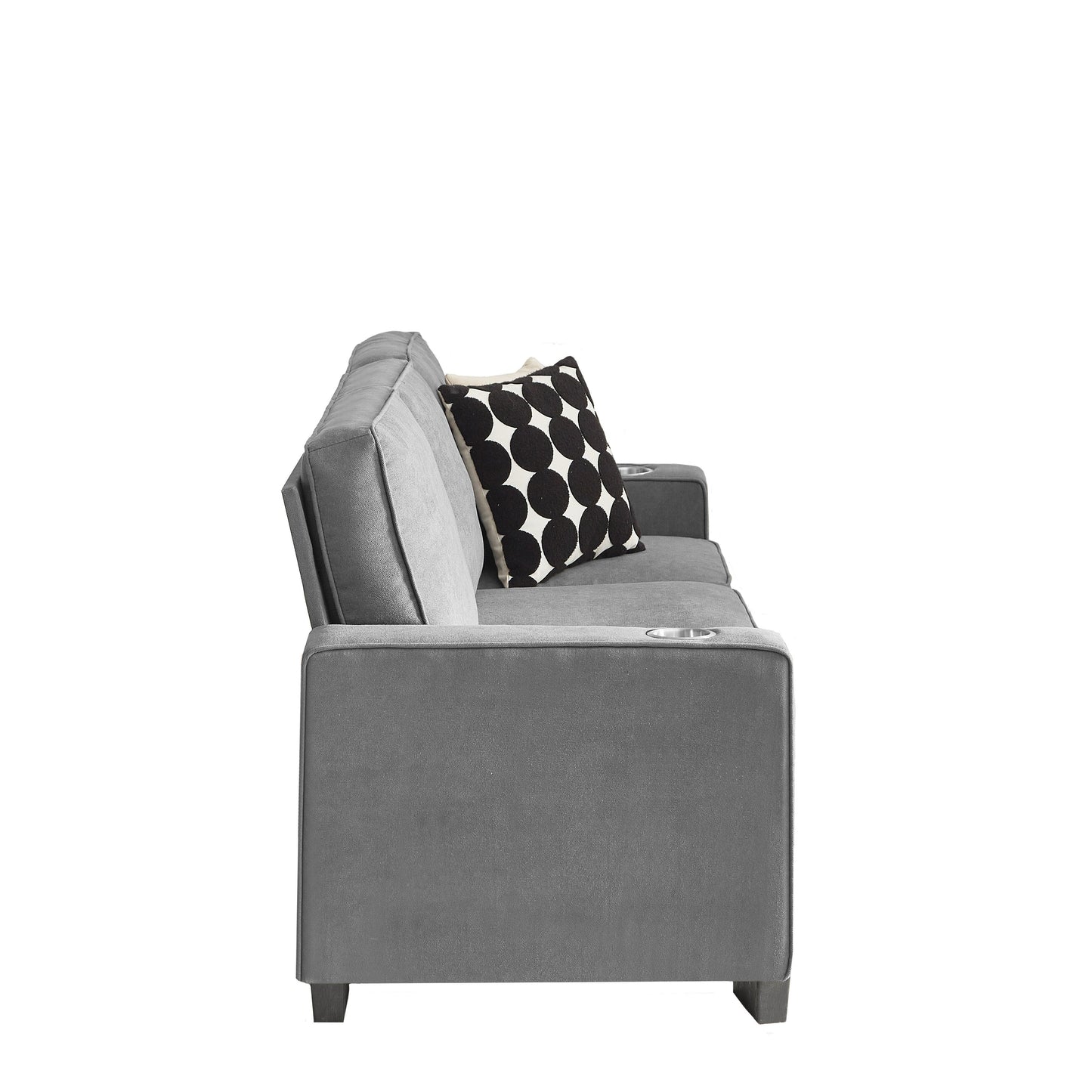 Divano a 3 posti in velluto 84.25 con braccioli portabicchieri e cuscini a molle ad alta densità