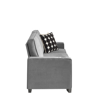 Divano a 3 posti in velluto 84.25 con braccioli portabicchieri e cuscini a molle ad alta densità