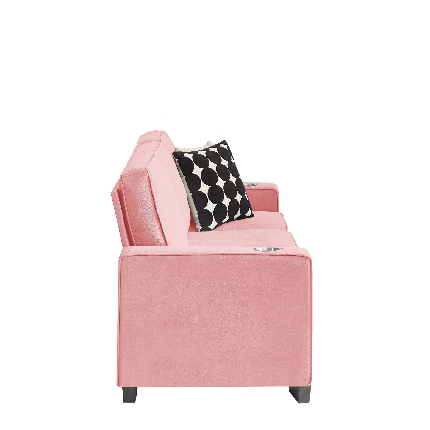 Divano a 3 posti in velluto 84.25 con braccioli portabicchieri e cuscini a molle ad alta densità