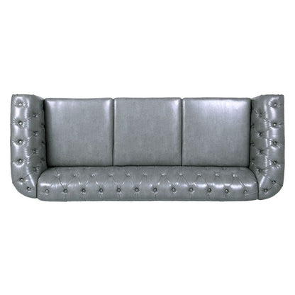Divano Chesterfield in similpelle trapuntato da 84,65 pollici con braccioli arrotolati
