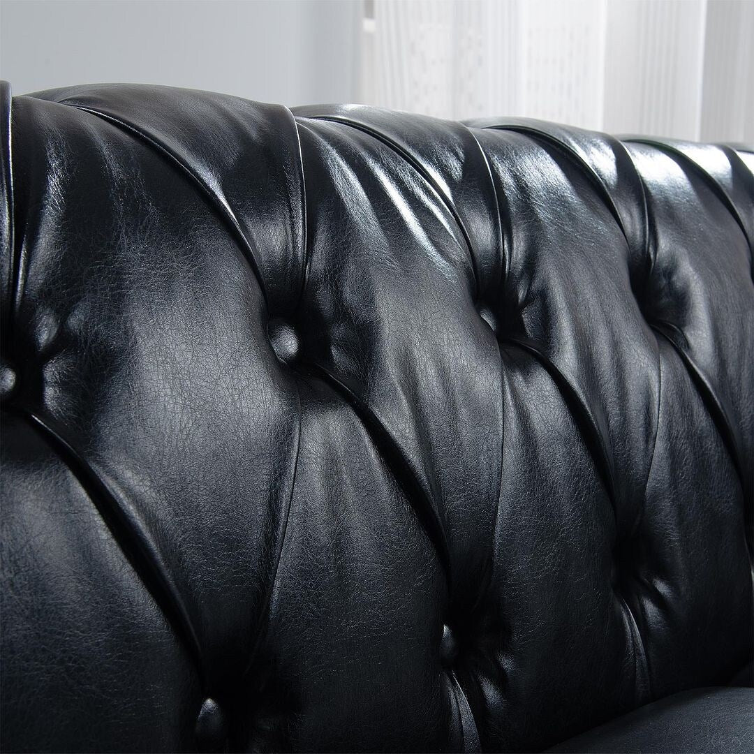 Divano Chesterfield in similpelle trapuntato da 84,65 pollici con braccioli arrotolati