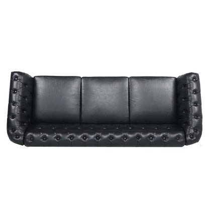 Divano Chesterfield in similpelle trapuntato da 84,65 pollici con braccioli arrotolati