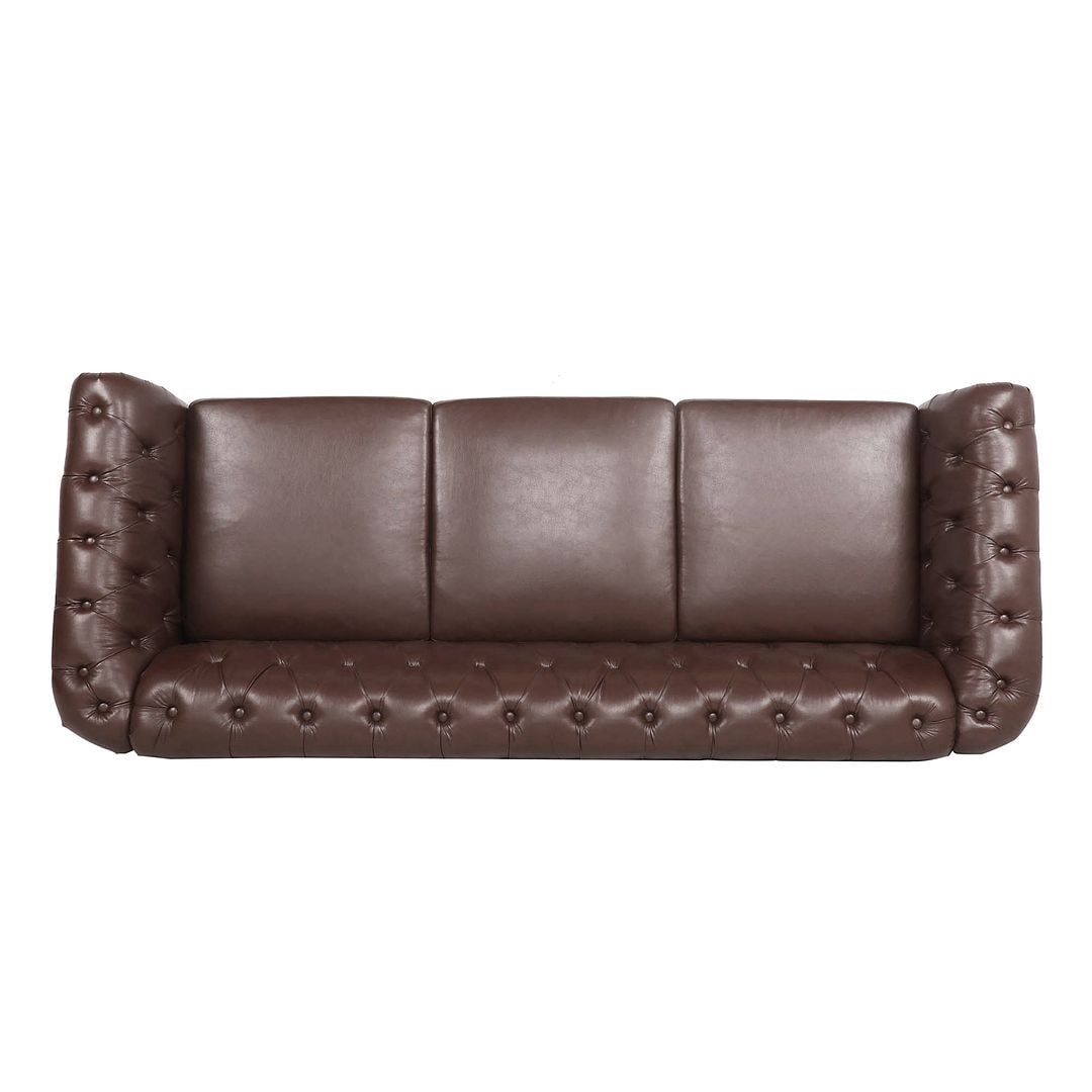 Divano Chesterfield in similpelle trapuntato da 84,65 pollici con braccioli arrotolati