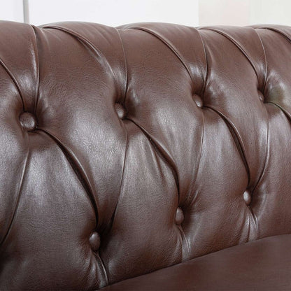 Divano Chesterfield in similpelle trapuntato da 84,65 pollici con braccioli arrotolati