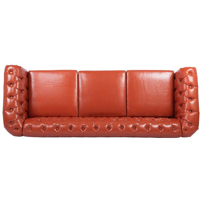 Divano Chesterfield in similpelle trapuntato da 84,65 pollici con braccioli arrotolati