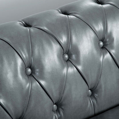 Divano Chesterfield in similpelle trapuntato da 84,65 pollici con braccioli arrotolati