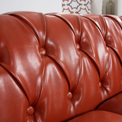 Divano Chesterfield in similpelle trapuntato da 84,65 pollici con braccioli arrotolati