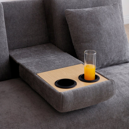 Divano letto trasformabile in lino e cotone a 3 posti con pouf contenitore, tavolo a ribalta, 2 cassetti, 84,65 €