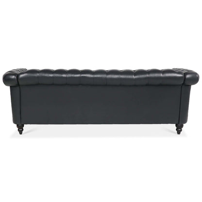 Divano Chesterfield in pelle PU da 84,65 pollici con braccioli arrotolati (3 posti)