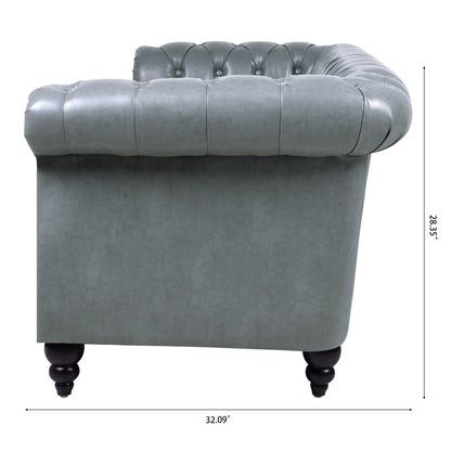 Divano Chesterfield in pelle PU da 84,65 pollici con braccioli arrotolati (3 posti)